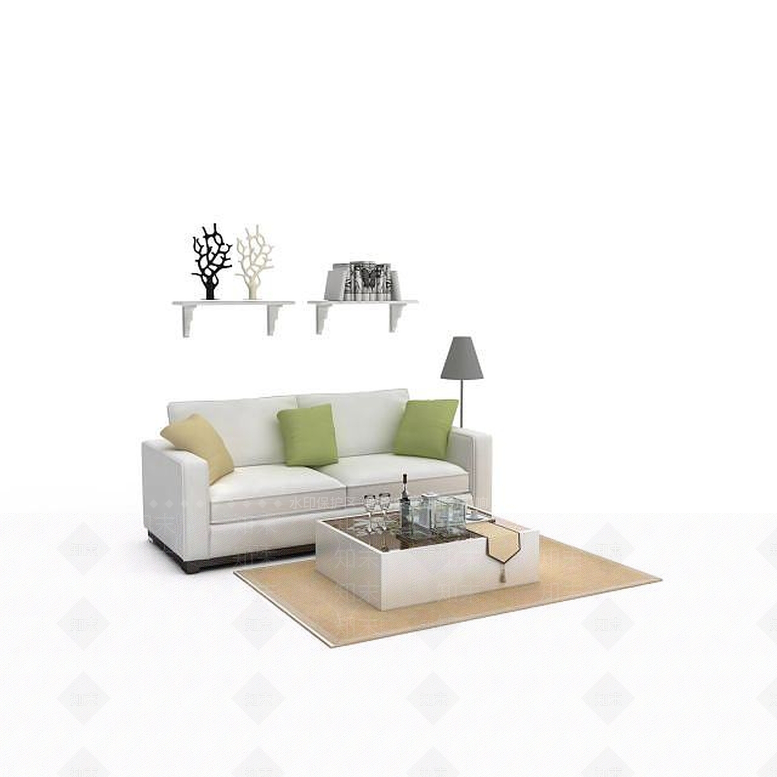 现代客厅沙发组合3D模型下载【ID:1196374945】