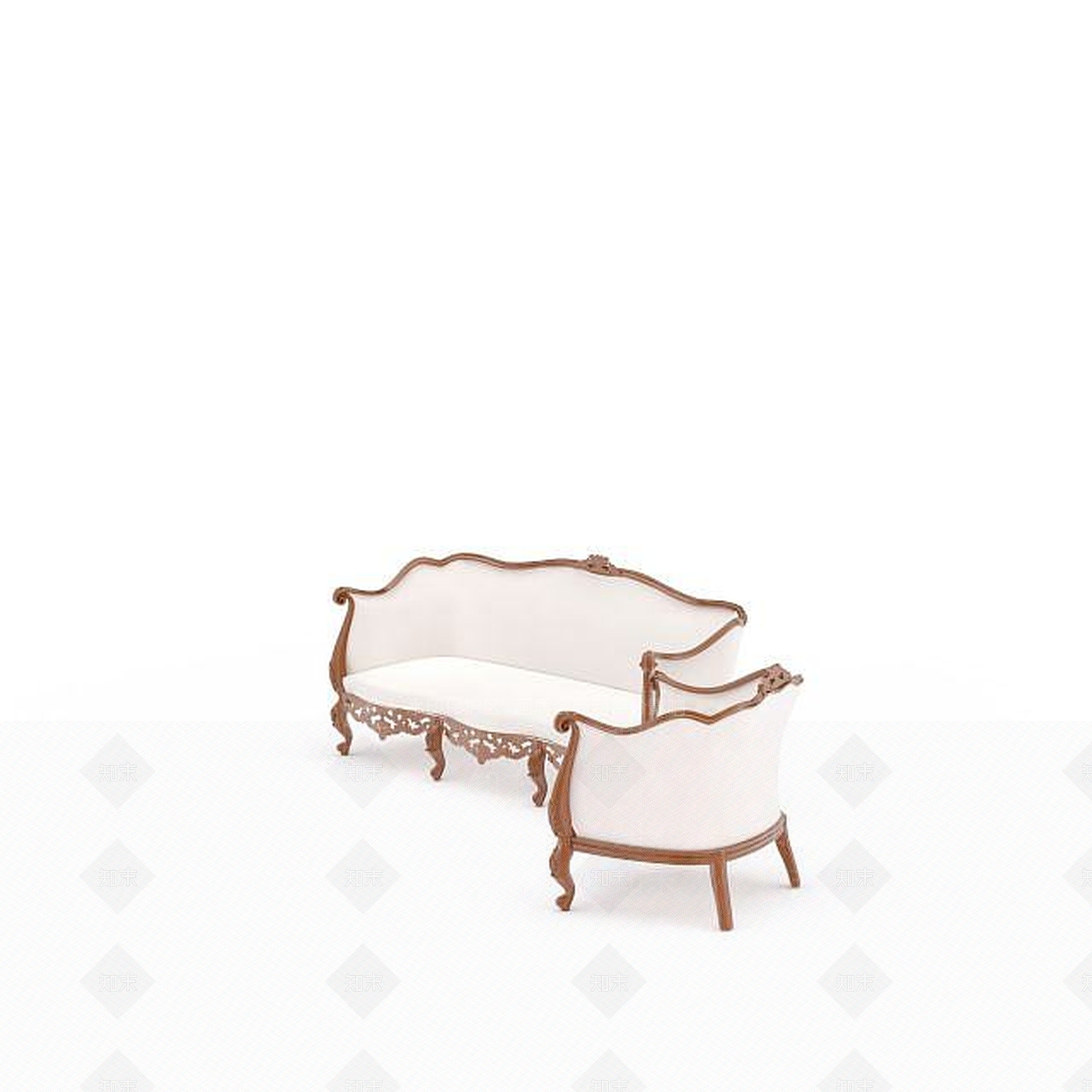 现代白色欧式沙发3D模型下载【ID:1196374967】