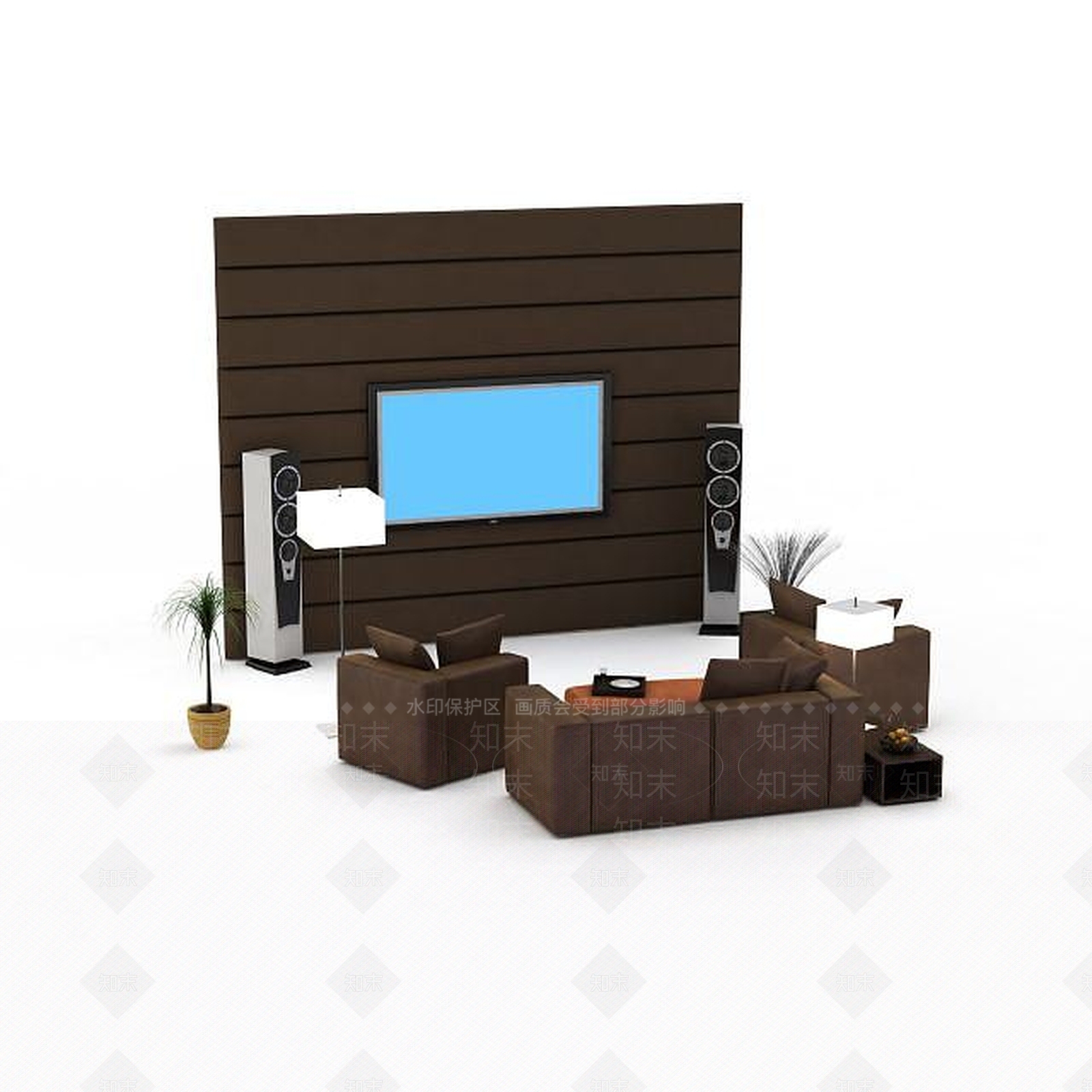 现代客厅家具组合3D模型下载【ID:1196375028】