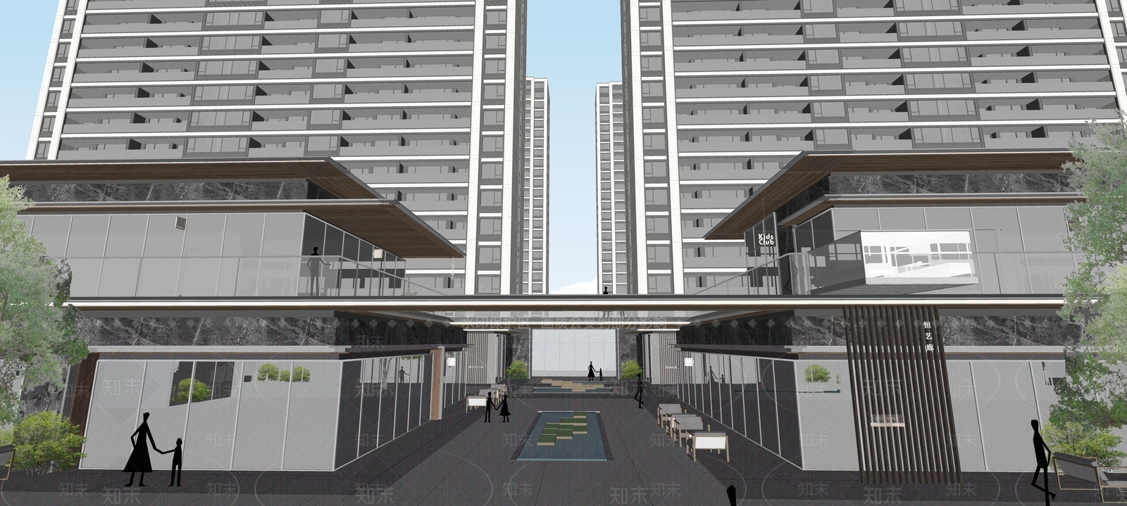 新中式现代入口大门SU模型下载【ID:1196375545】