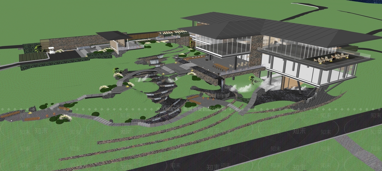 新中式现代入口大门SU模型下载【ID:1196376610】