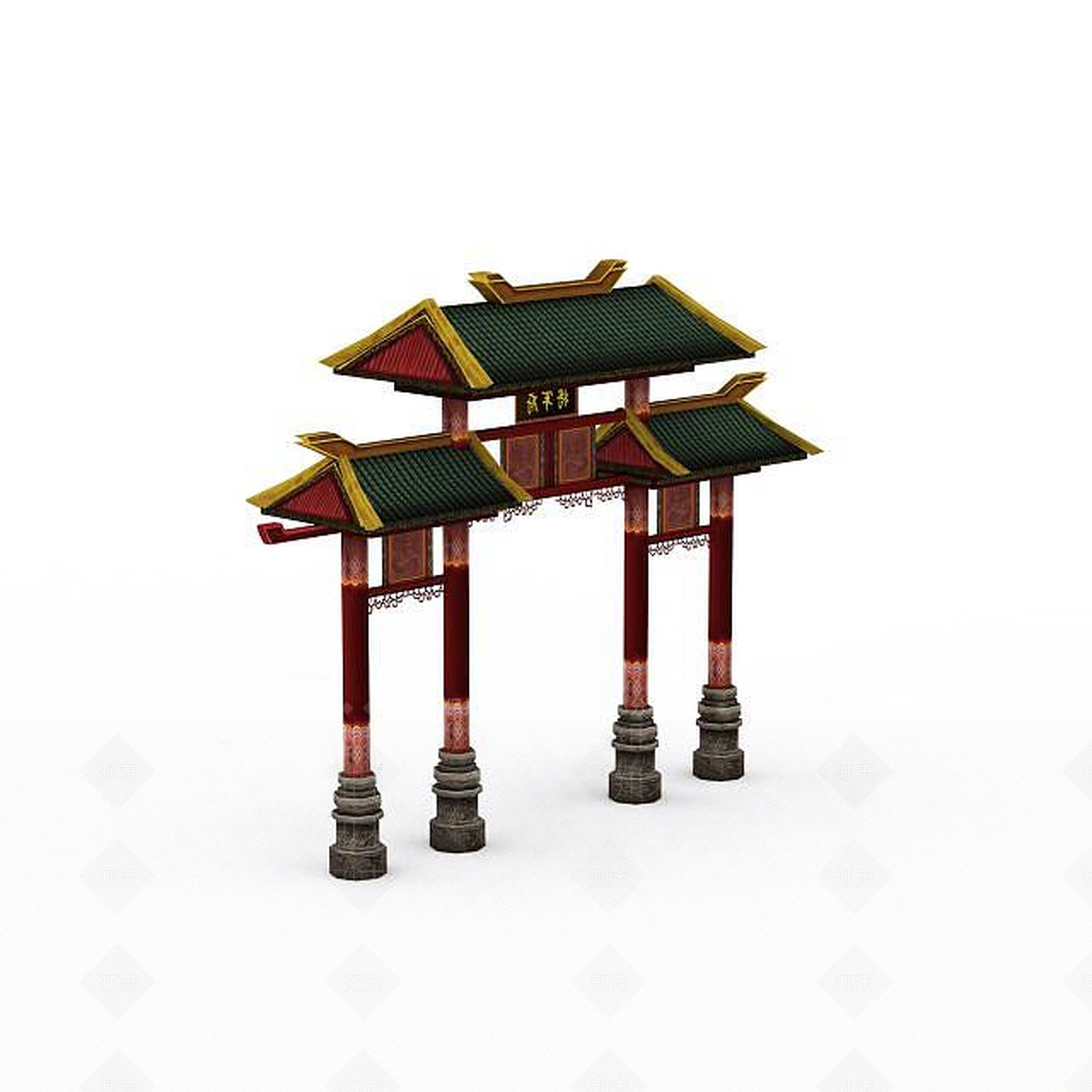现代复古牌楼3D模型下载【ID:1196378058】