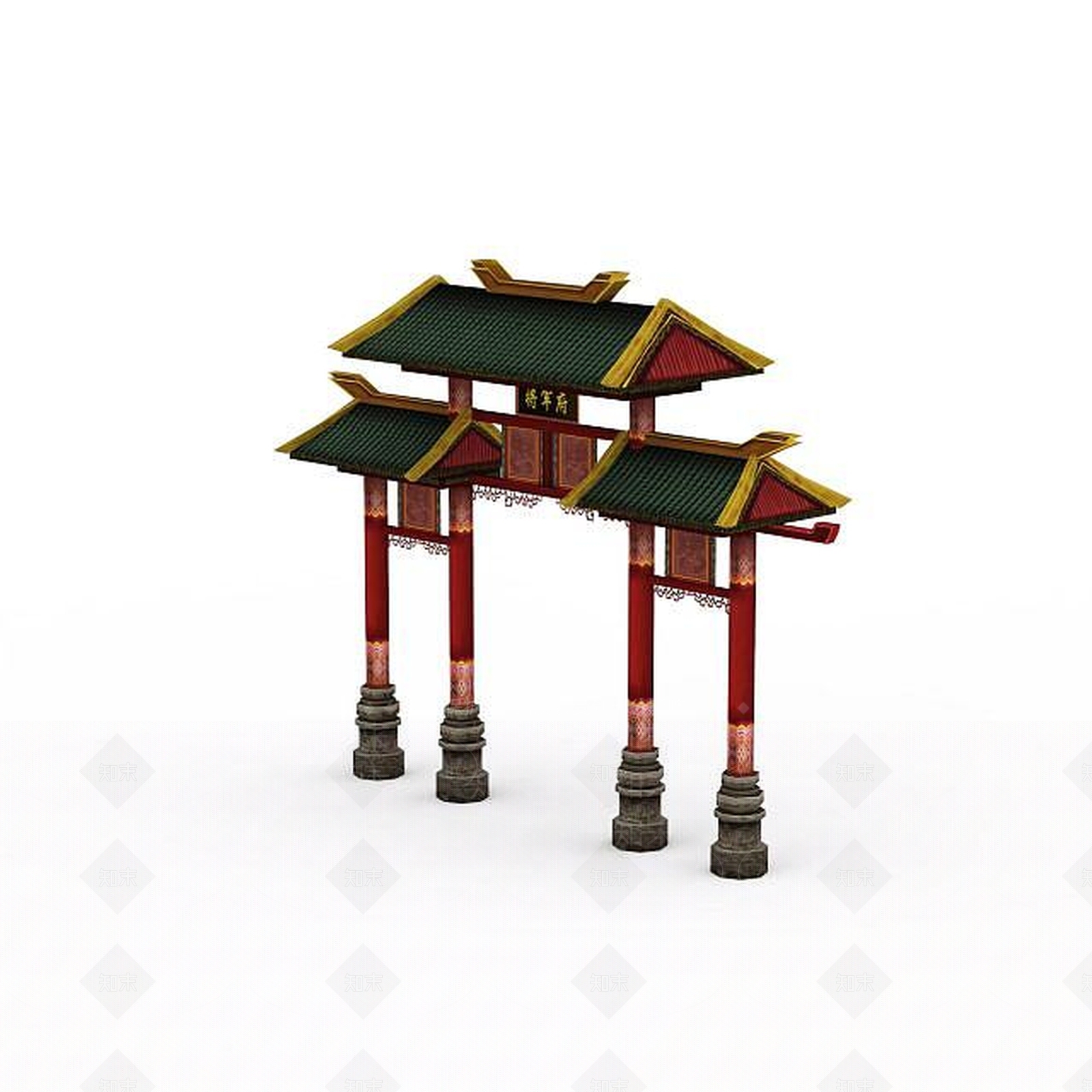 现代复古牌楼3D模型下载【ID:1196378058】