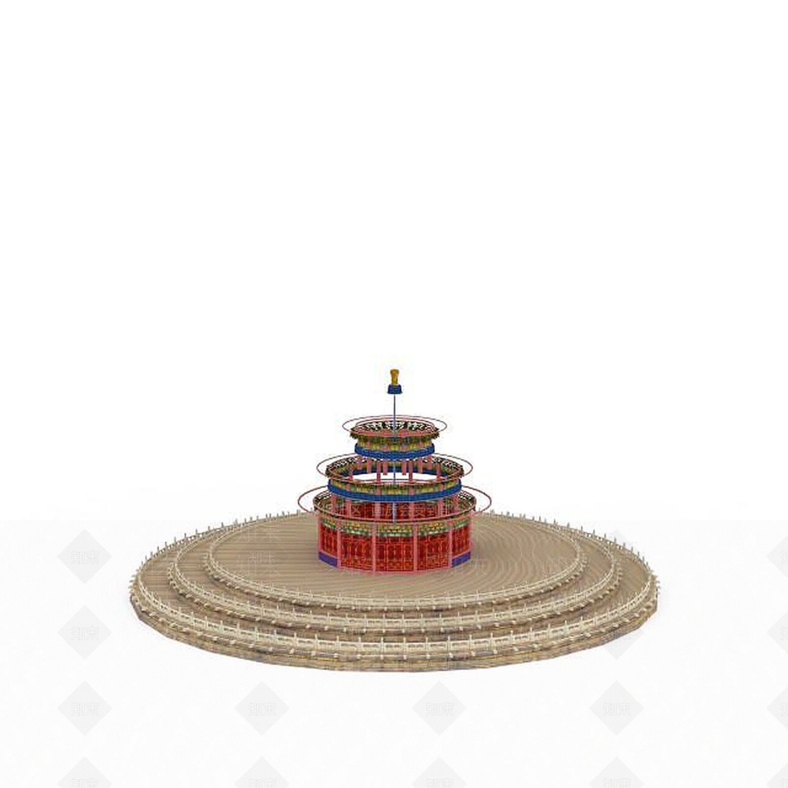 现代圆形古代建筑3D模型下载【ID:1196378277】