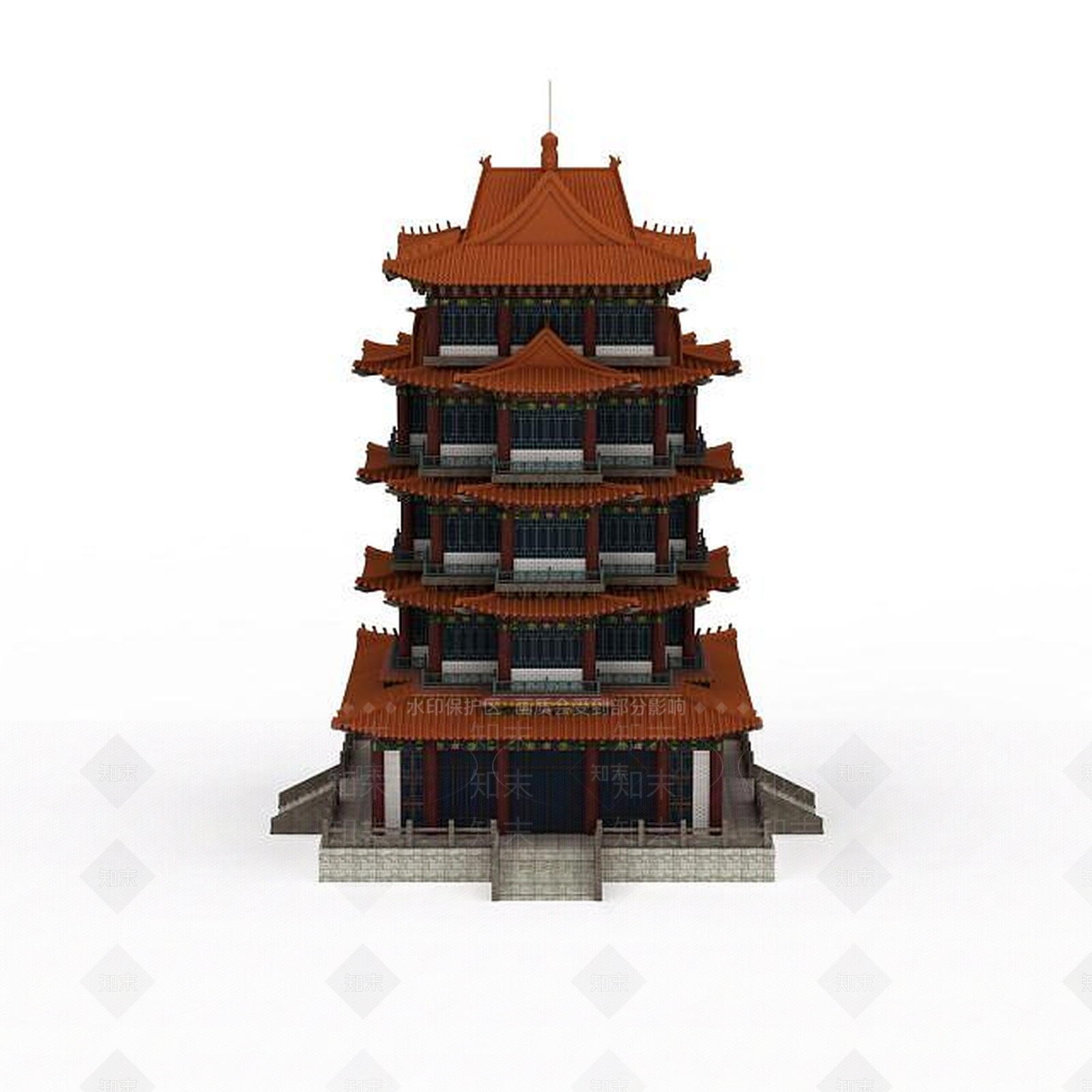 现代古代高层塔楼3D模型下载【ID:1196378454】
