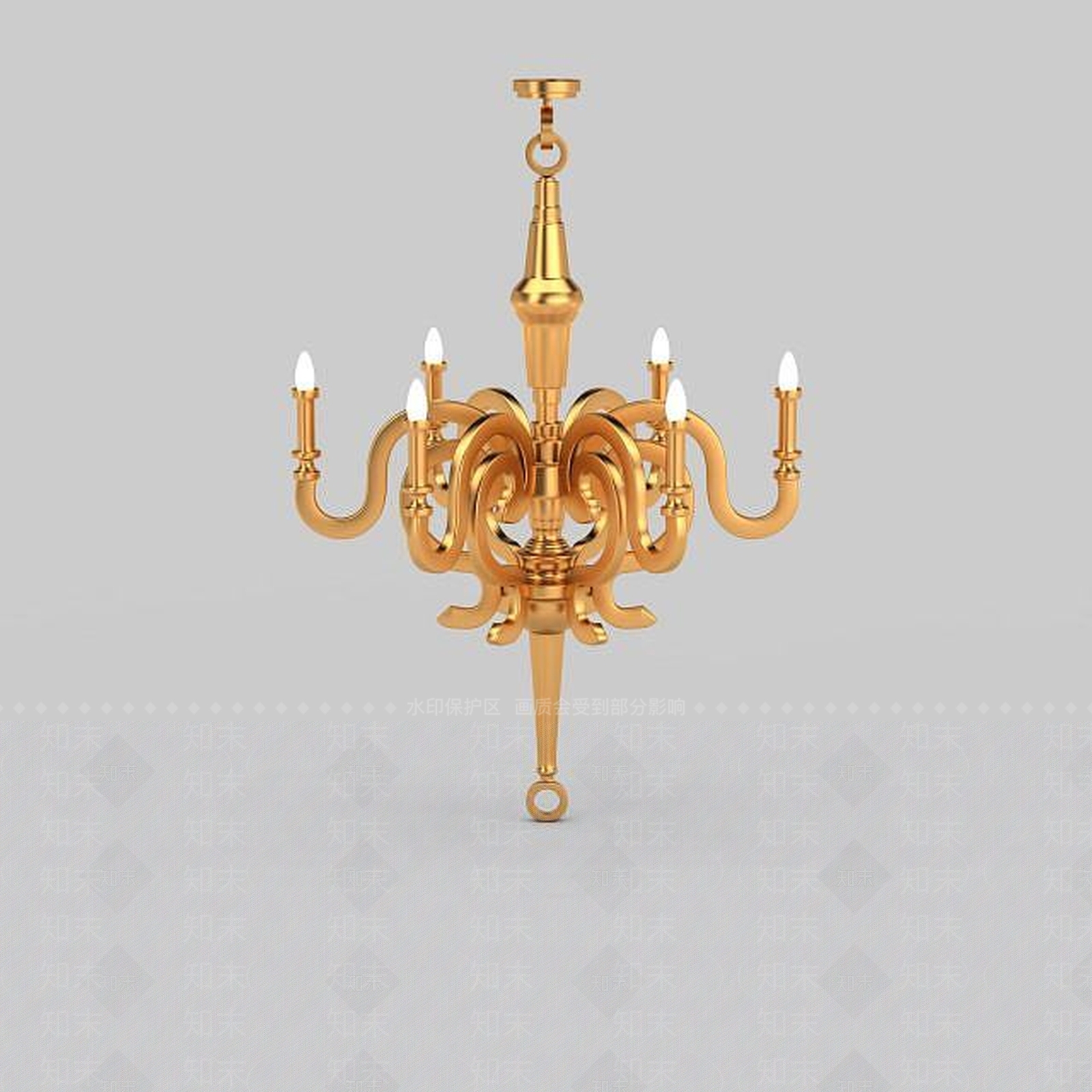 现代金色欧式吸顶灯3D模型下载【ID:1196378512】