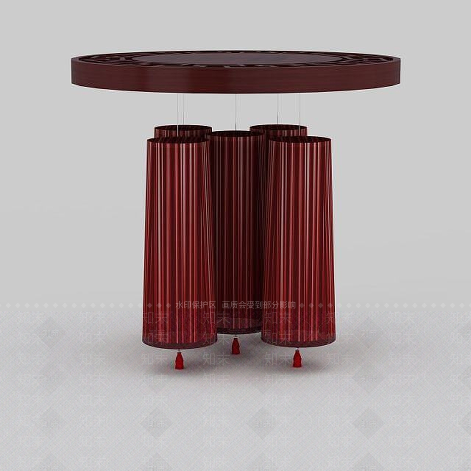 现代红色复古吊灯3D模型下载【ID:1196379134】