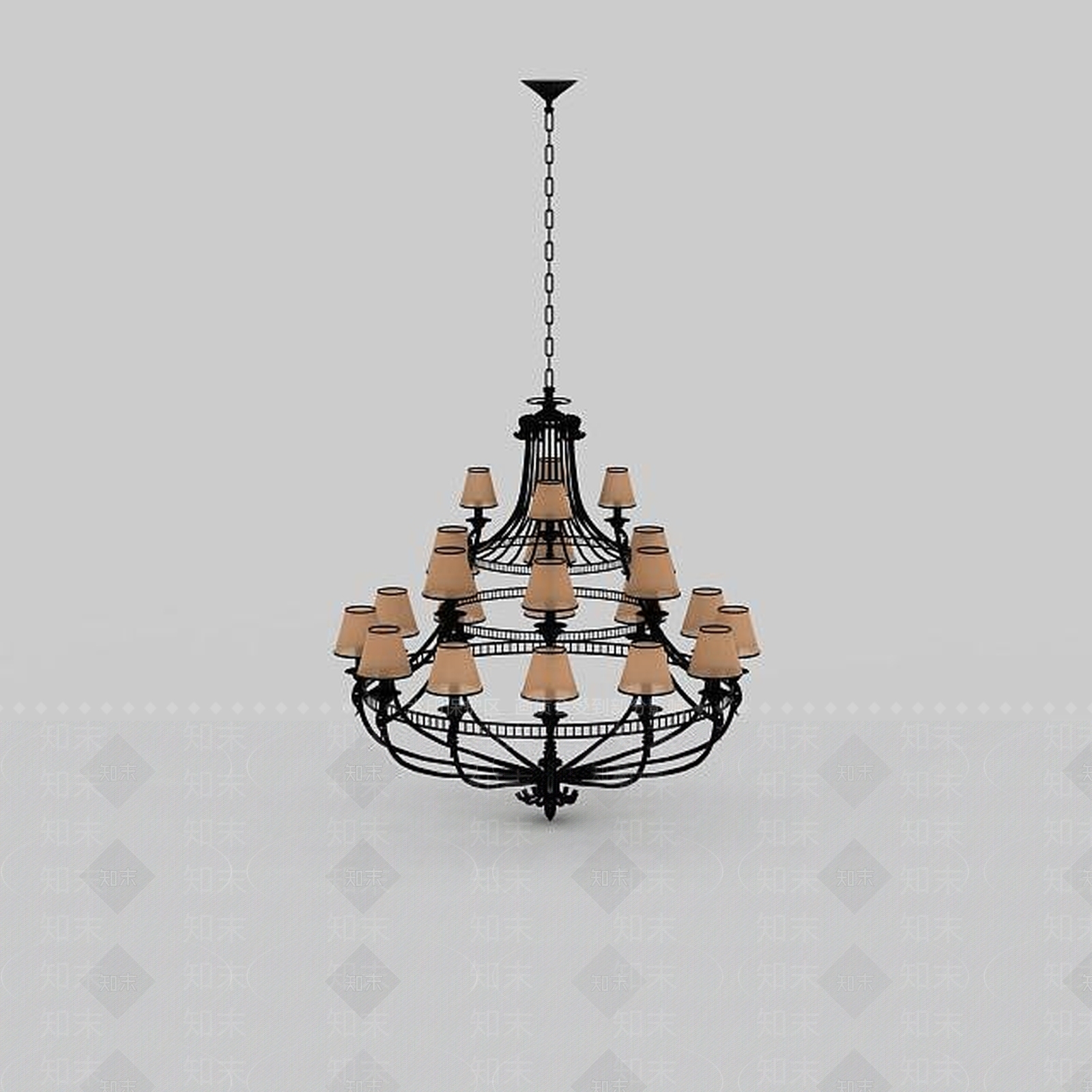 现代铁艺欧式吊灯3D模型下载【ID:1196379401】