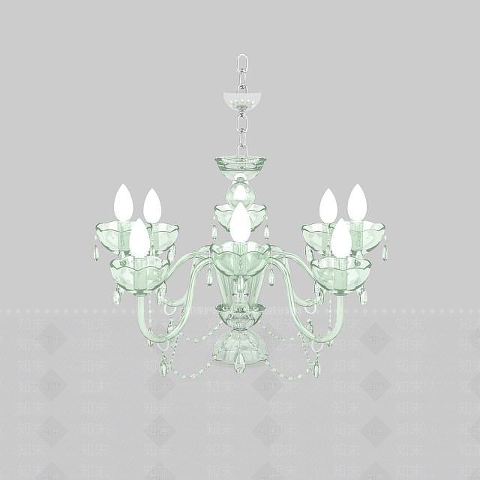 现代玻璃花型吊灯3D模型下载【ID:1196379522】