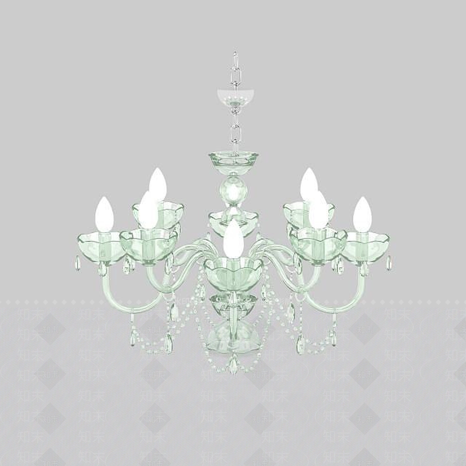 现代玻璃花型吊灯3D模型下载【ID:1196379522】