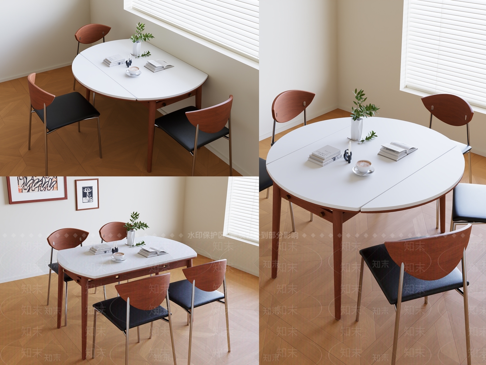 现代北欧餐桌椅3D模型下载【ID:1196384595】