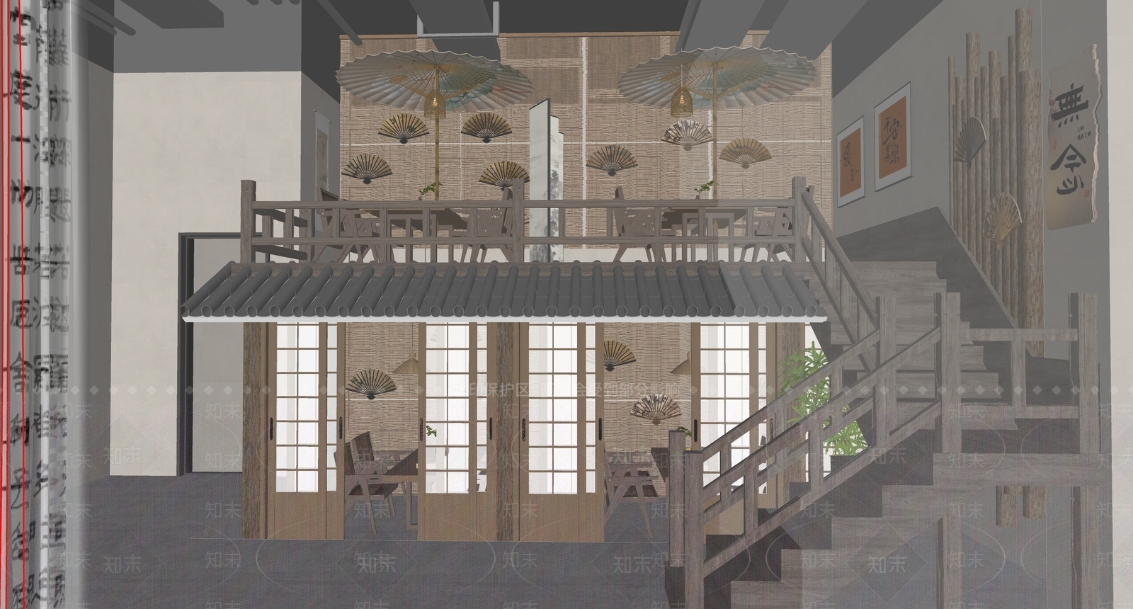 新中式中式茶馆SU模型下载【ID:1196390296】