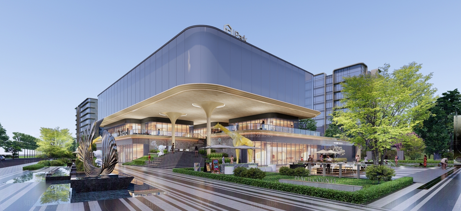 现代售楼处建筑SU模型下载【ID:1196390896】