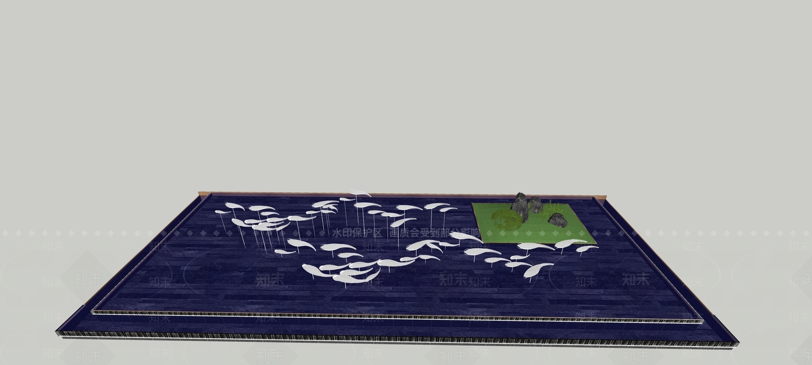 新中式现代水景SU模型下载【ID:1196391023】