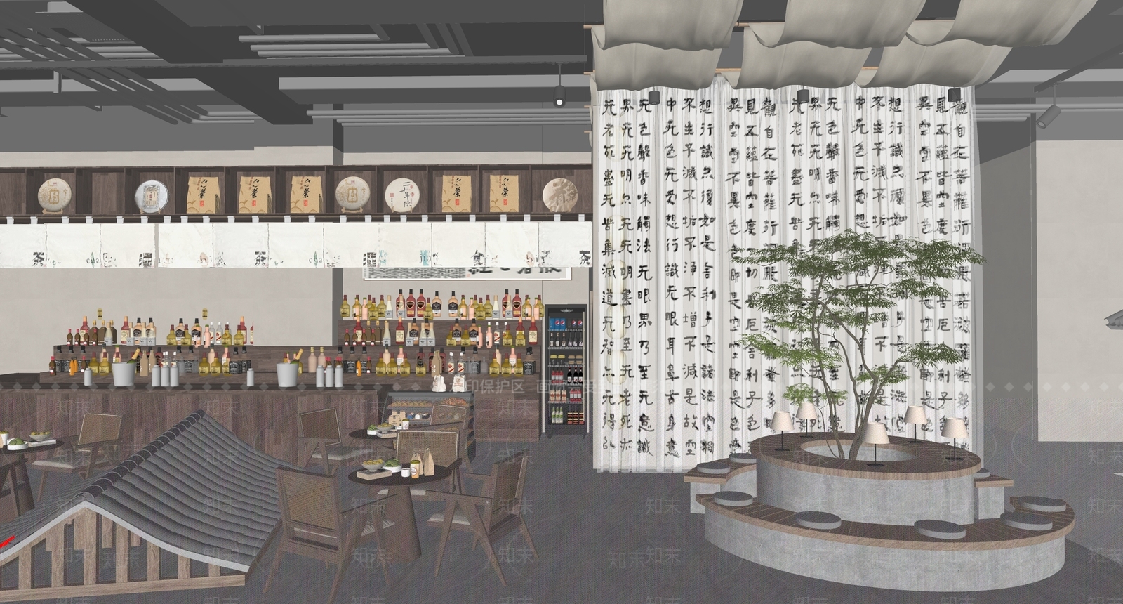 新中式中式茶馆SU模型下载【ID:1196391735】