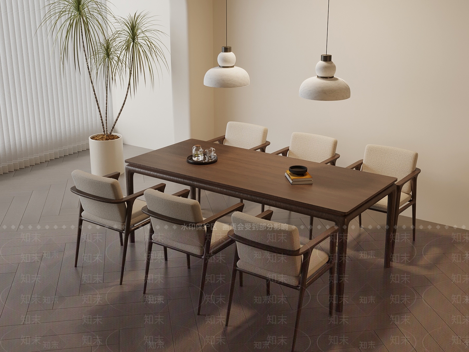 新中式餐桌椅3D模型下载【ID:1196391712】