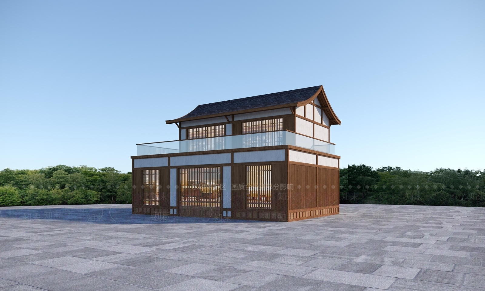 新中式其他建筑外观3D模型下载【ID:1196391807】