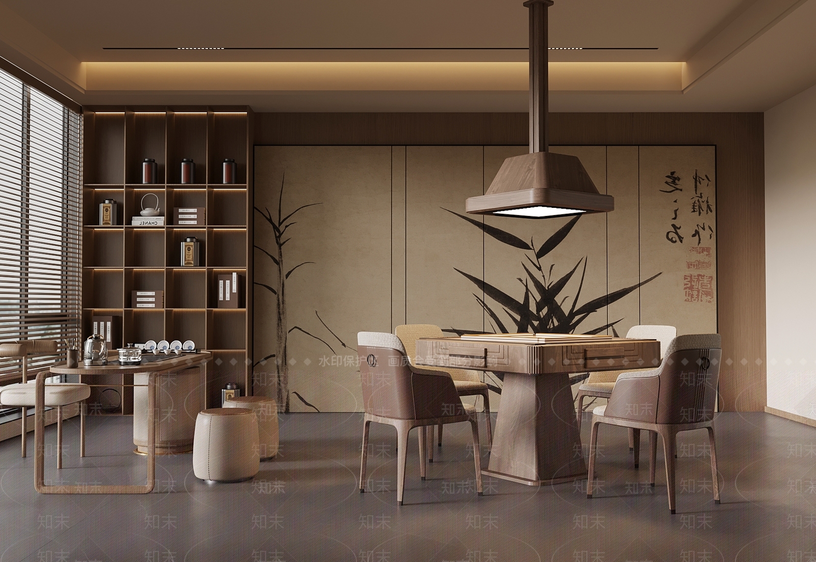 新中式棋牌室3D模型下载【ID:1196392529】