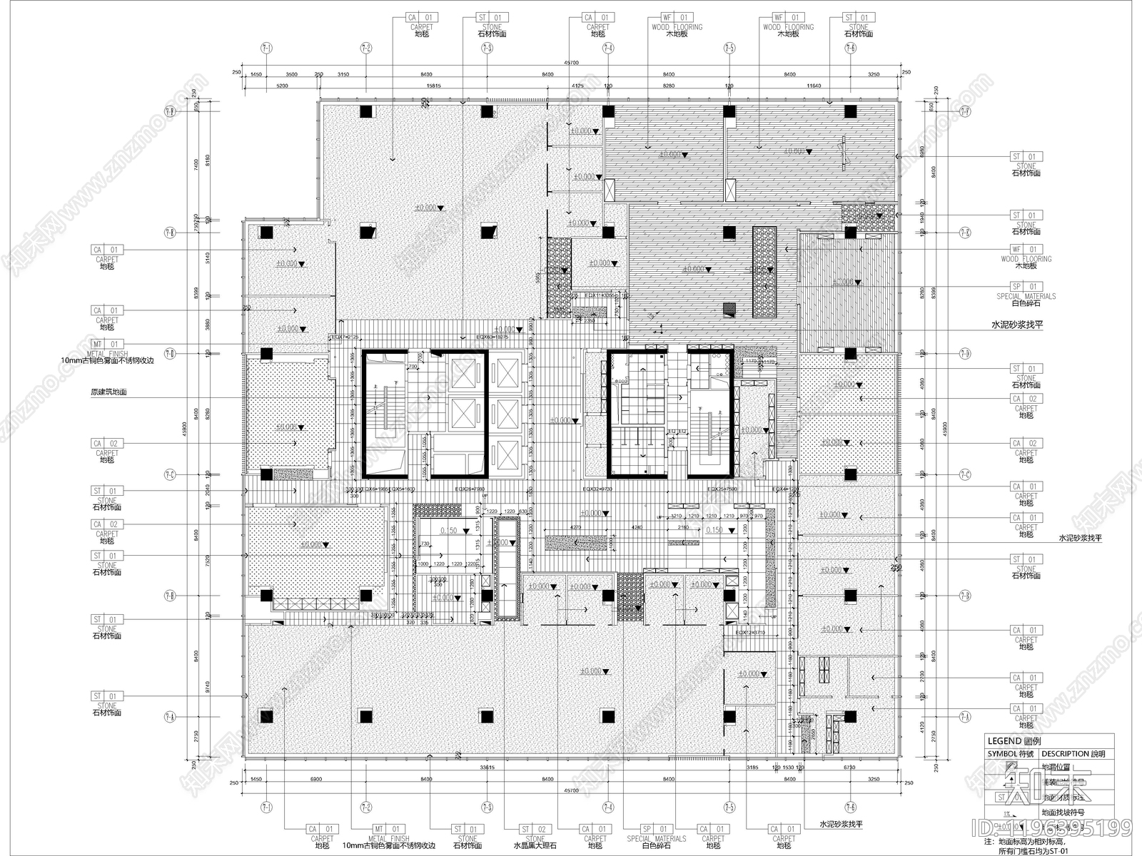 现代开放办公室cad施工图下载【ID:1196395199】