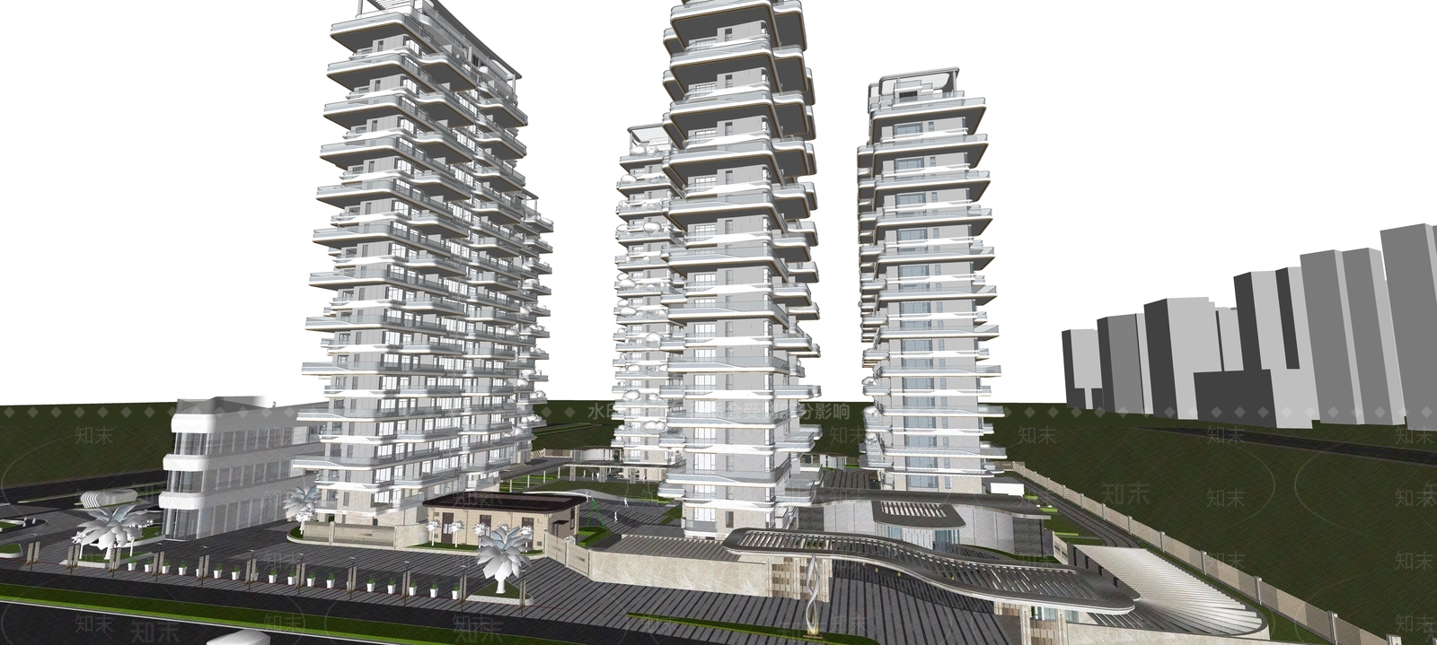 新中式现代多层住宅SU模型下载【ID:1196395248】