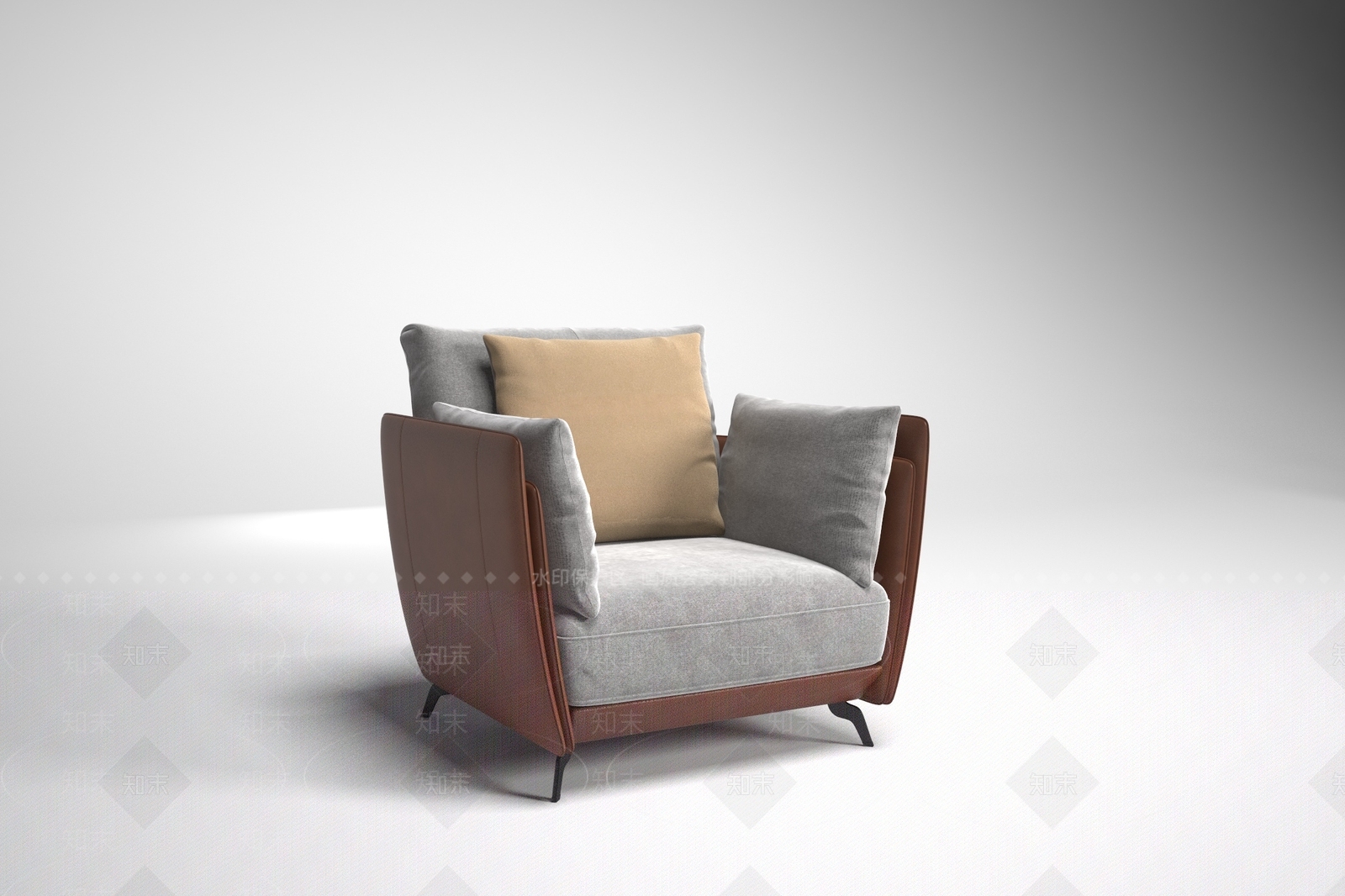 意式轻奢单人沙发3D模型下载【ID:1196395351】