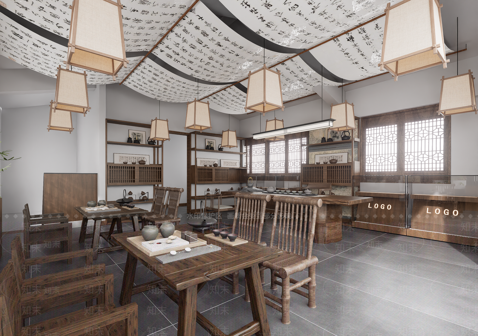 新中式中式茶馆SU模型下载【ID:1196396762】