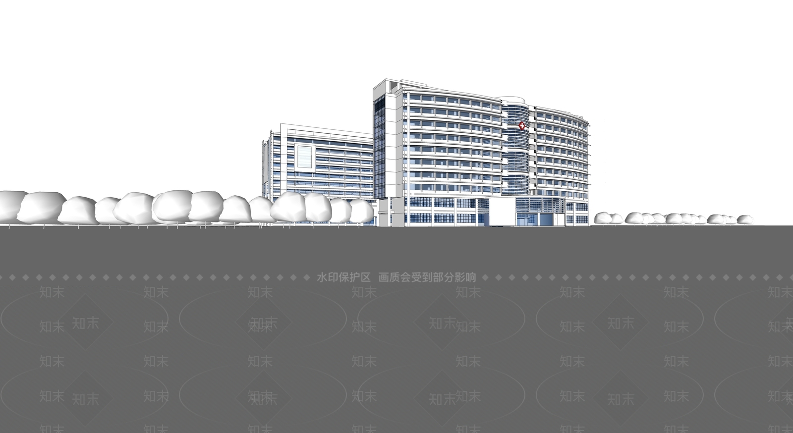 现代极简医院建筑SU模型下载【ID:1196396771】