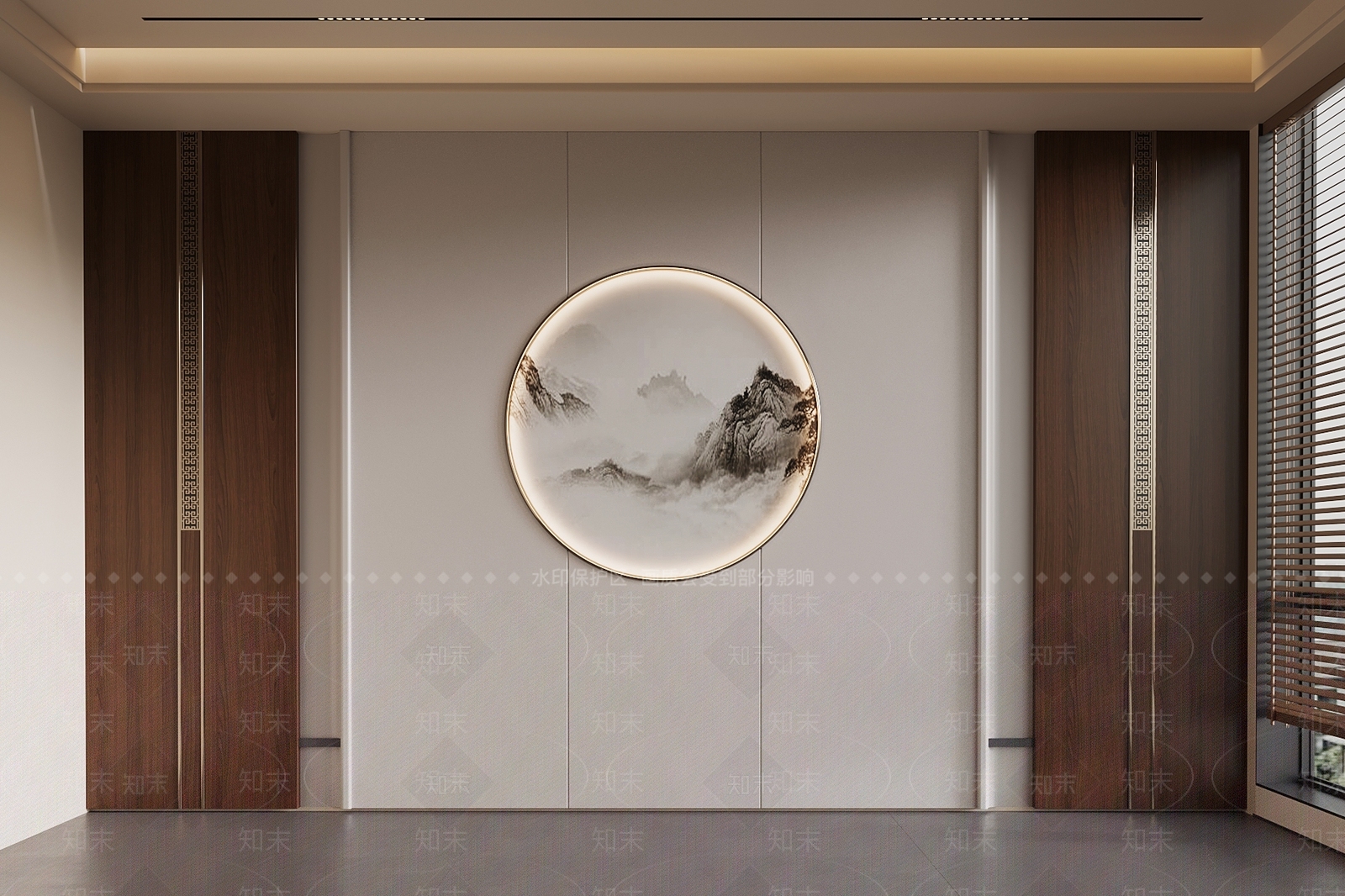 新中式电视背景墙3D模型下载【ID:1196397063】