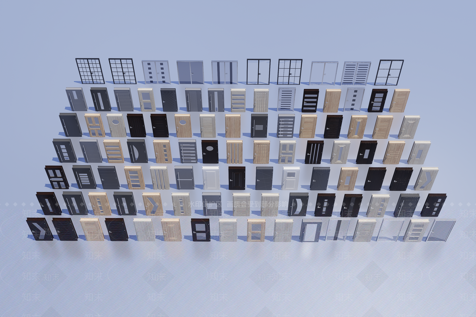 现代平开门3D模型下载【ID:1196400544】