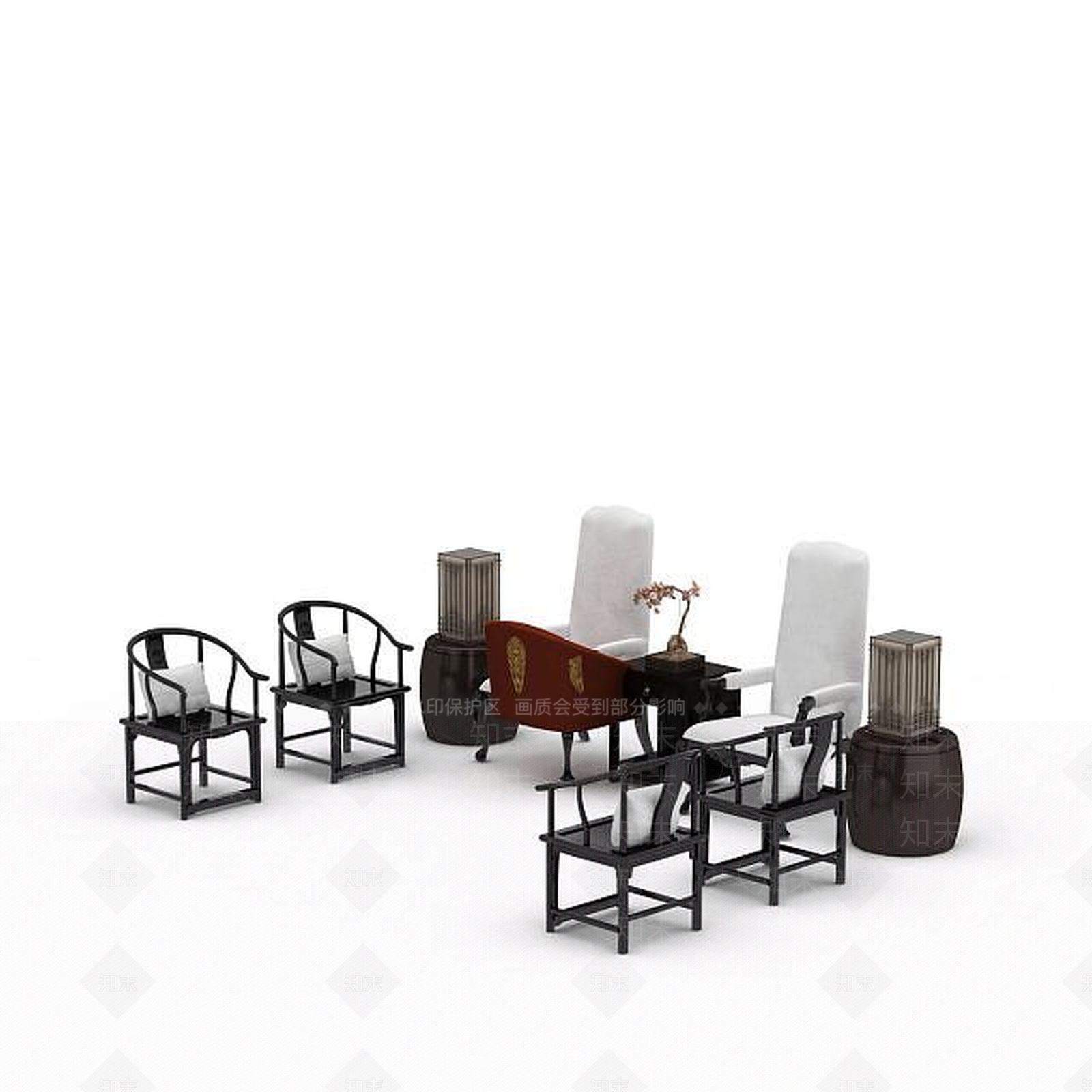 现代书桌椅3D模型下载【ID:1196399333】