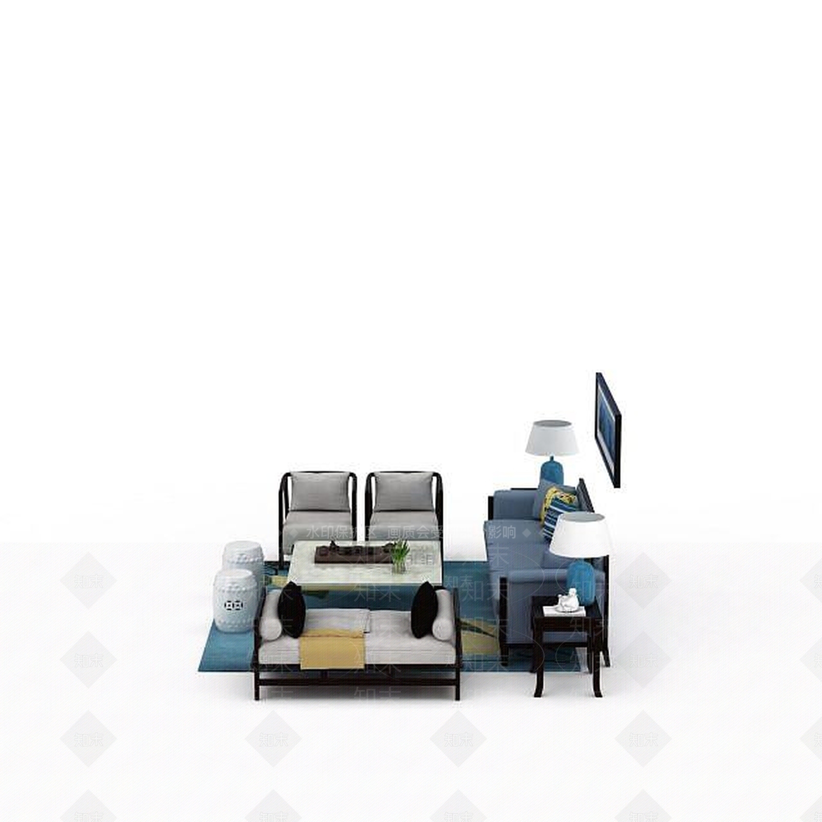 现代双人沙发3D模型下载【ID:1196399690】