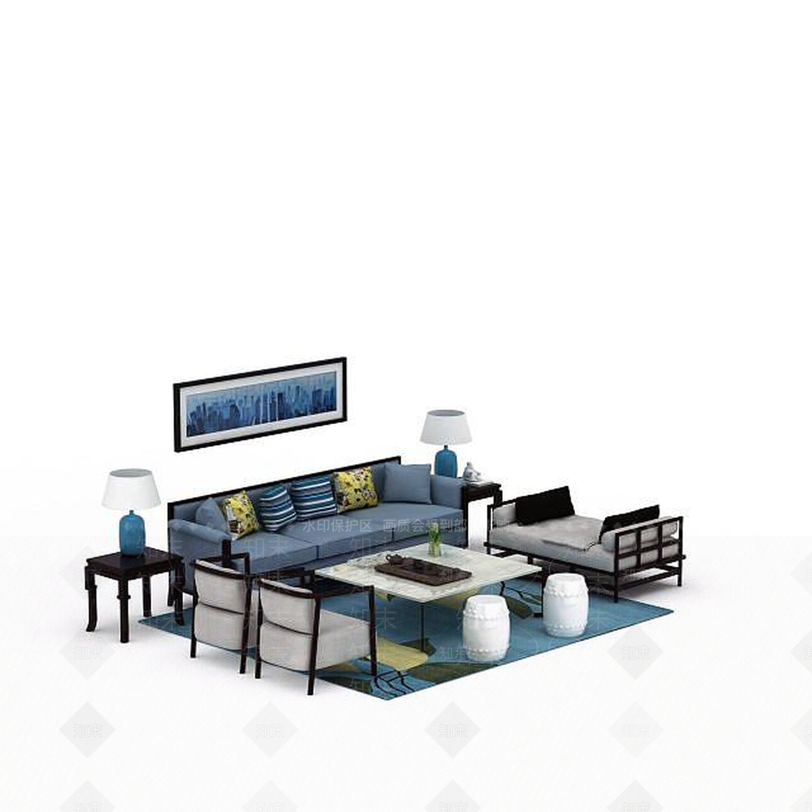 现代双人沙发3D模型下载【ID:1196399690】