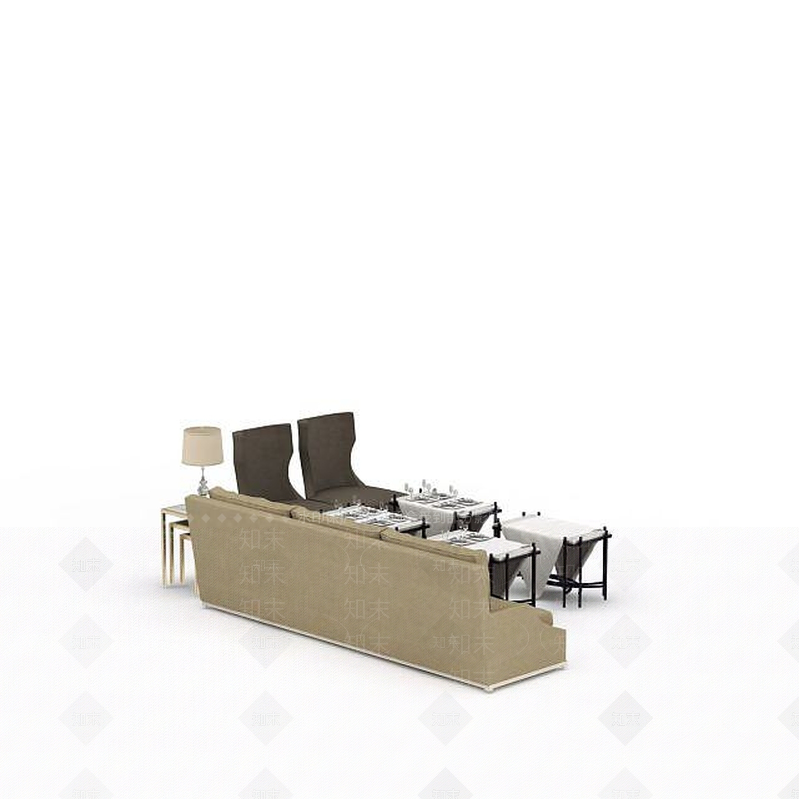 现代双人沙发3D模型下载【ID:1196400493】