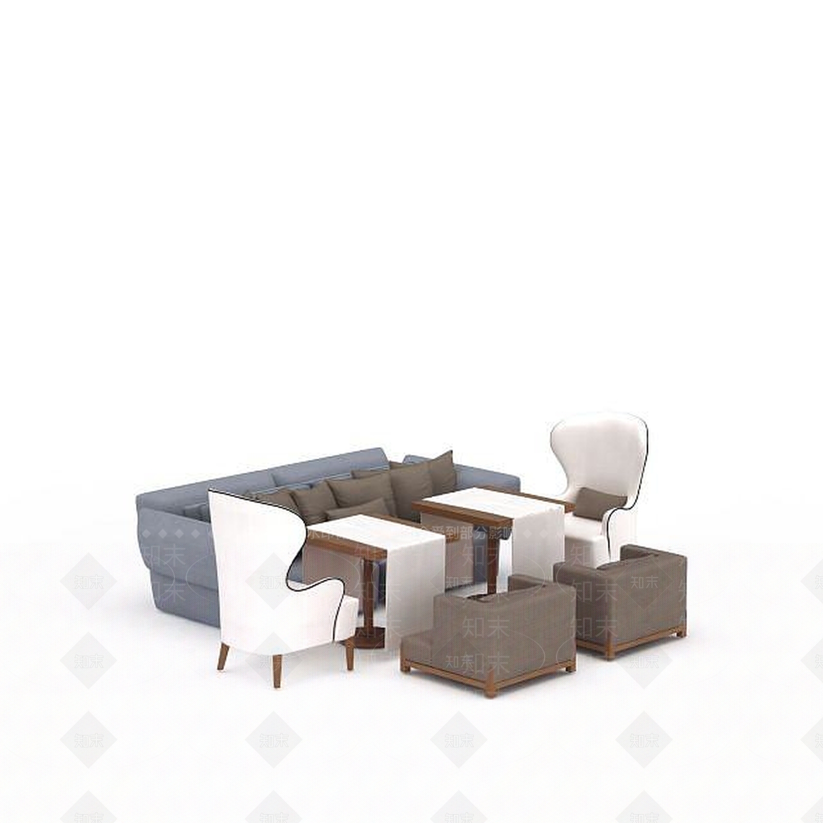 现代双人沙发3D模型下载【ID:1196401619】