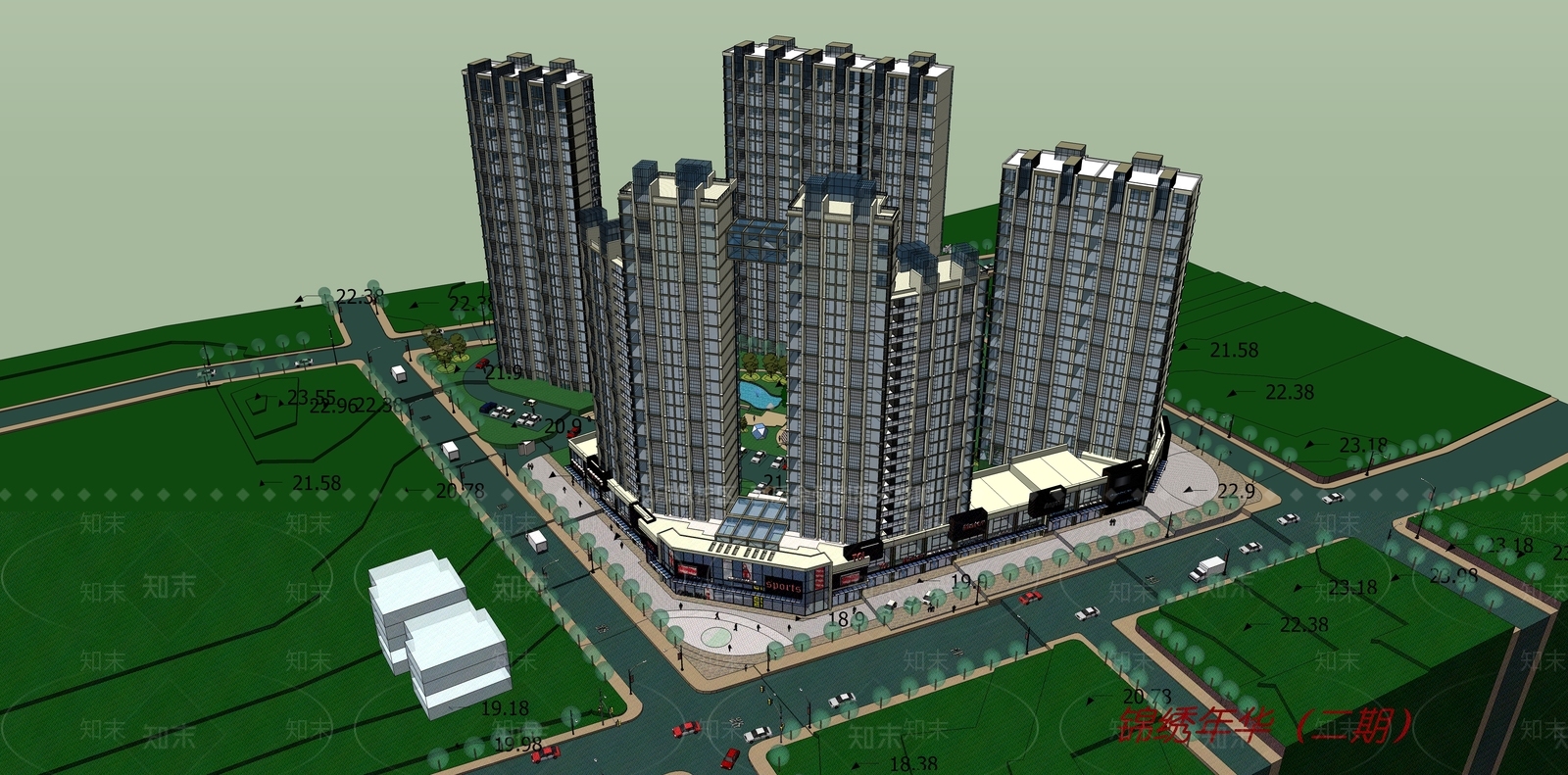 现代高层住宅SU模型下载【ID:1196402740】