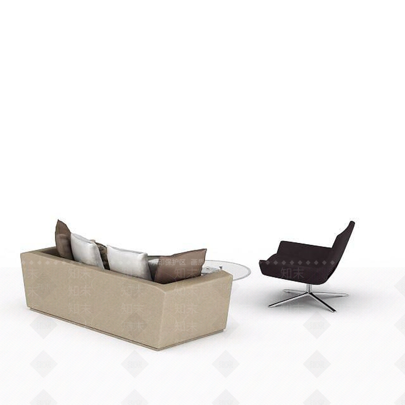 现代双人沙发3D模型下载【ID:1196406685】