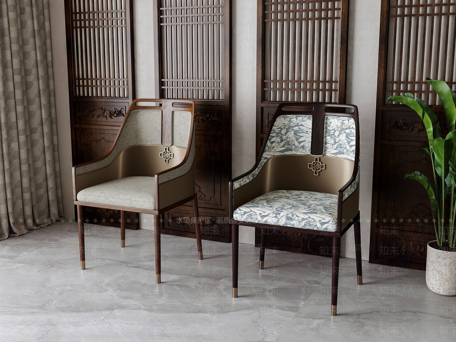 新中式餐椅3D模型下载【ID:1196407994】