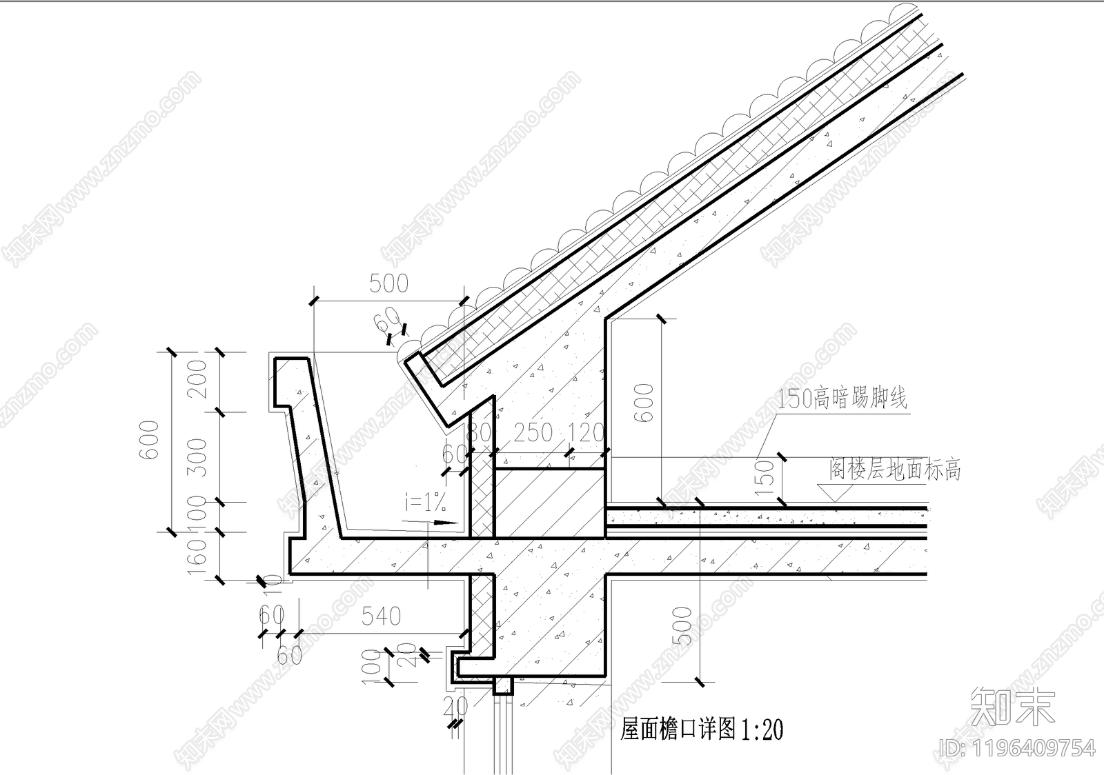 屋檐节点cad施工图下载【ID:1196409754】