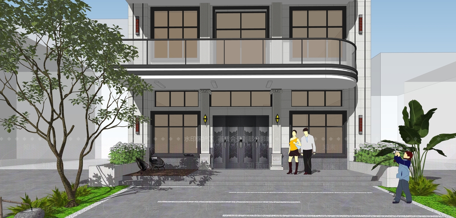 新中式乡村民房SU模型下载【ID:1196418103】