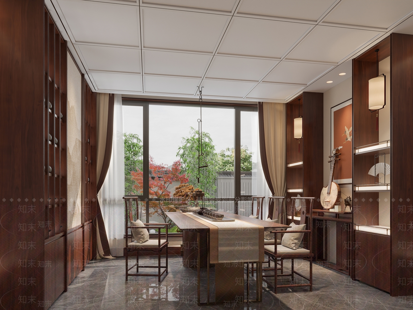 新中式中式茶室3D模型下载【ID:1196436039】