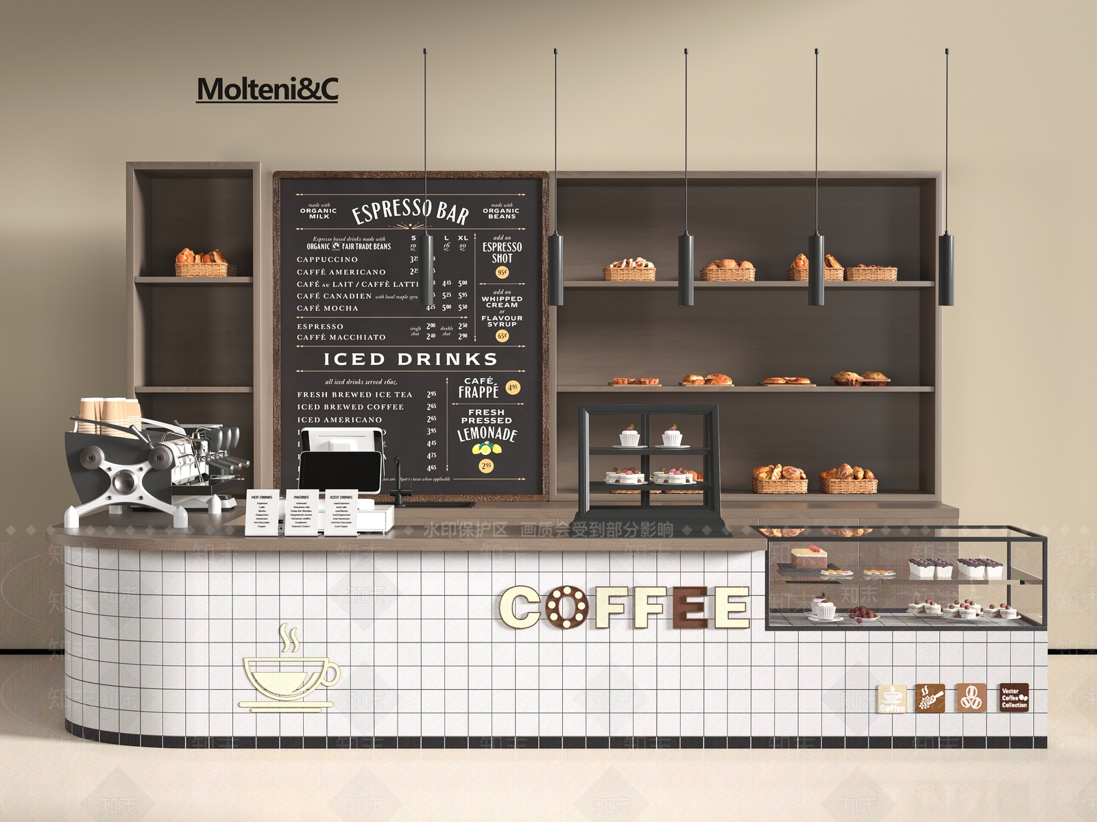 现代甜品面包店3D模型下载【ID:1196425402】