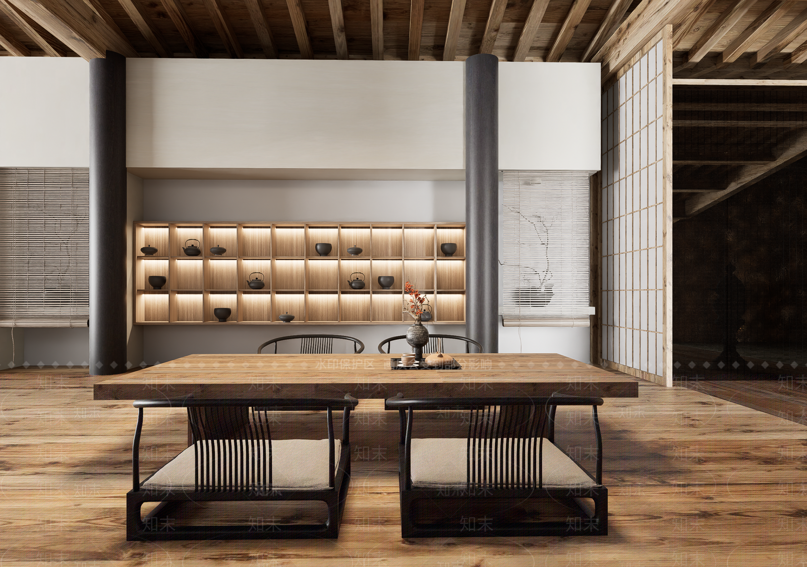 新中式中式茶室SU模型下载【ID:1196425673】