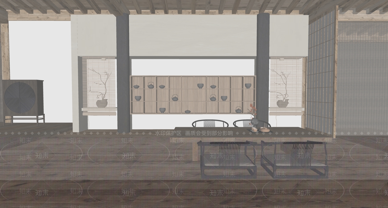 新中式中式茶室SU模型下载【ID:1196425673】