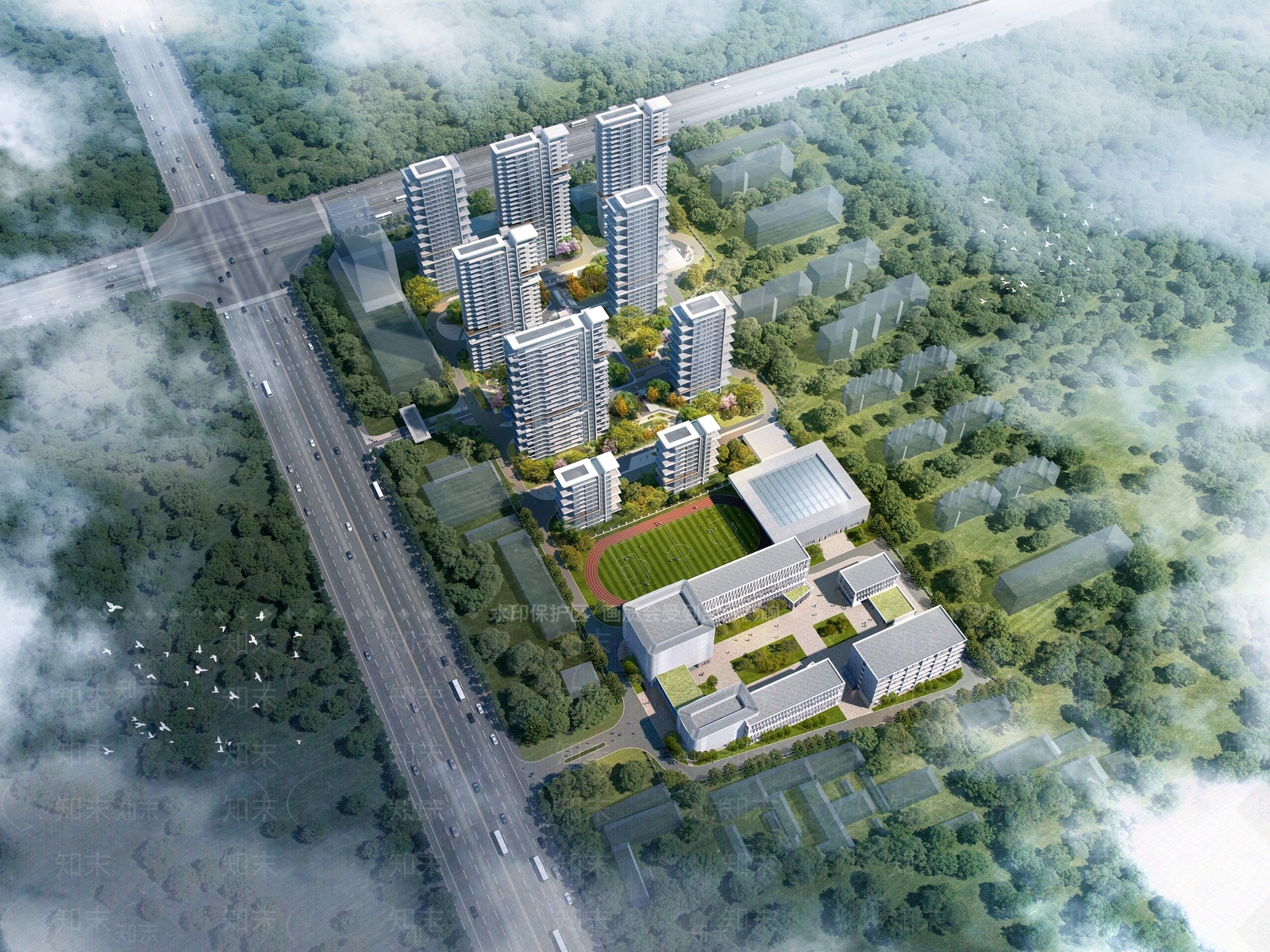 现代简约小区建筑SU模型下载【ID:1197698831】