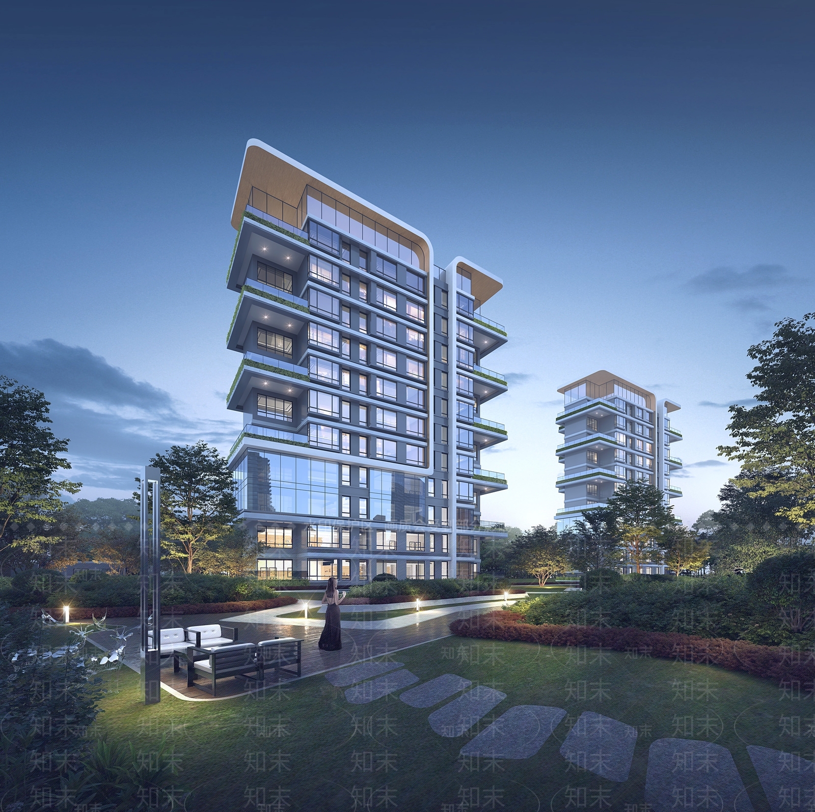 现代简约小区建筑SU模型下载【ID:1197698831】