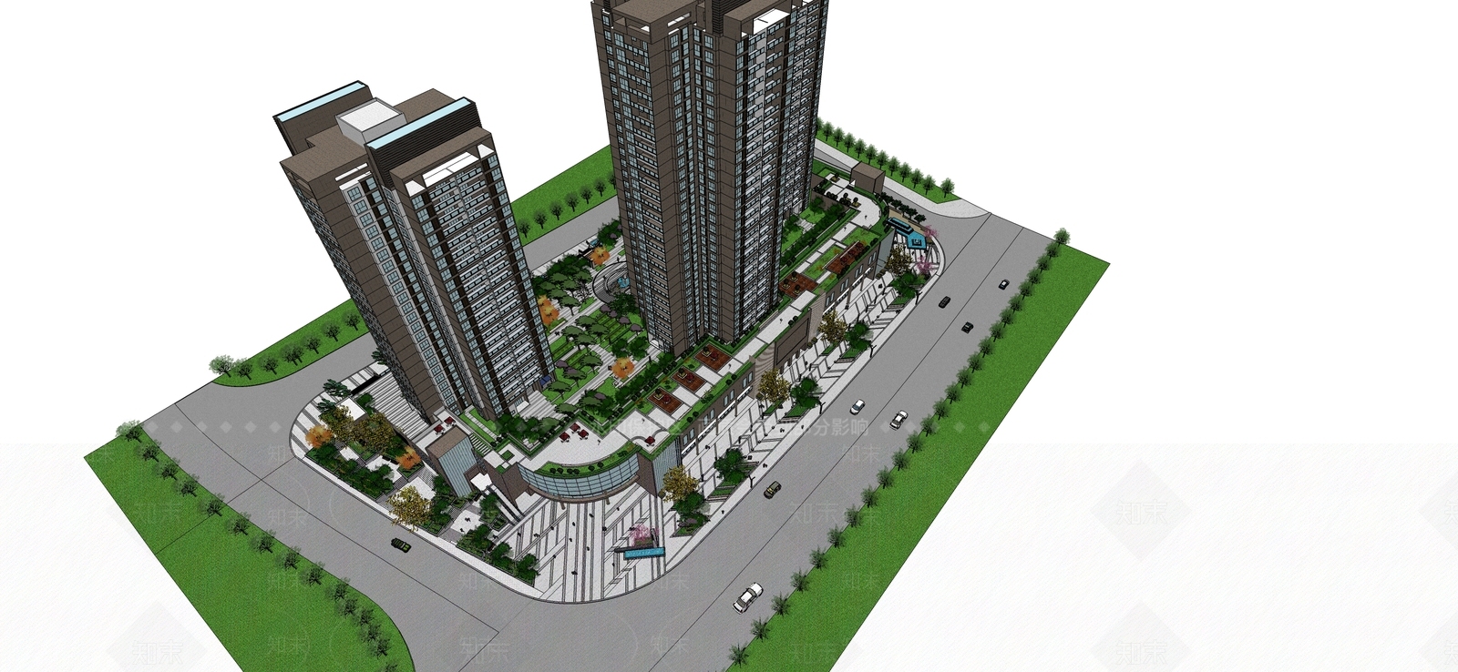 现代高层住宅SU模型下载【ID:1196431329】