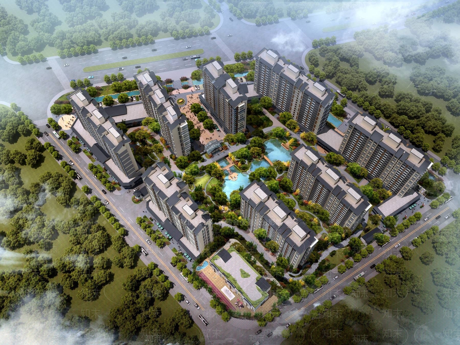 现代小高层住宅楼3D模型下载【ID:1196435336】