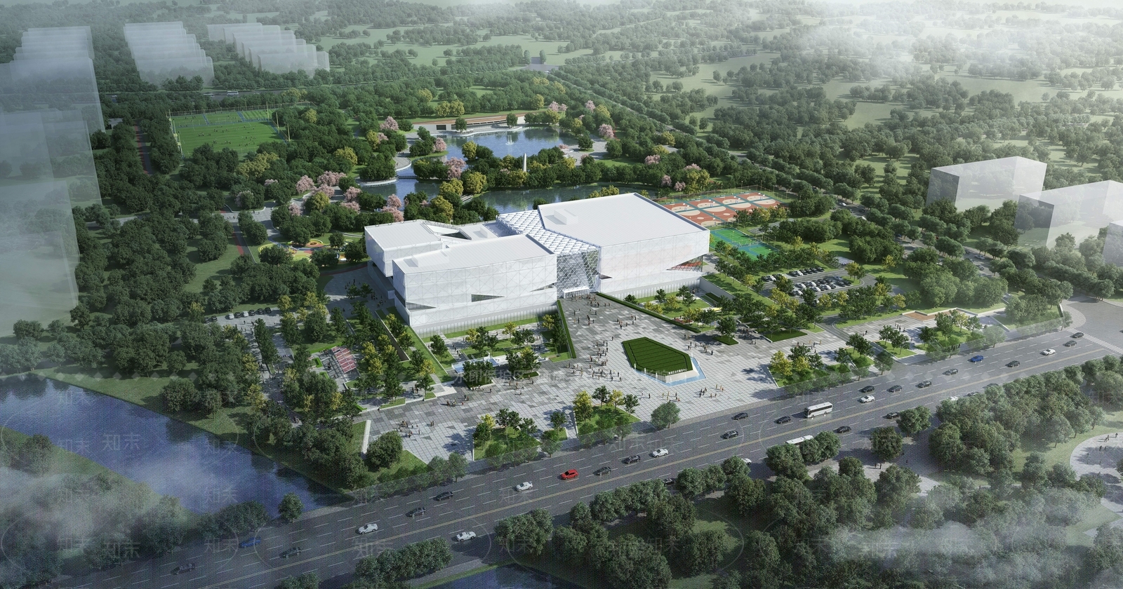 现代体育馆外观3D模型下载【ID:1196436340】