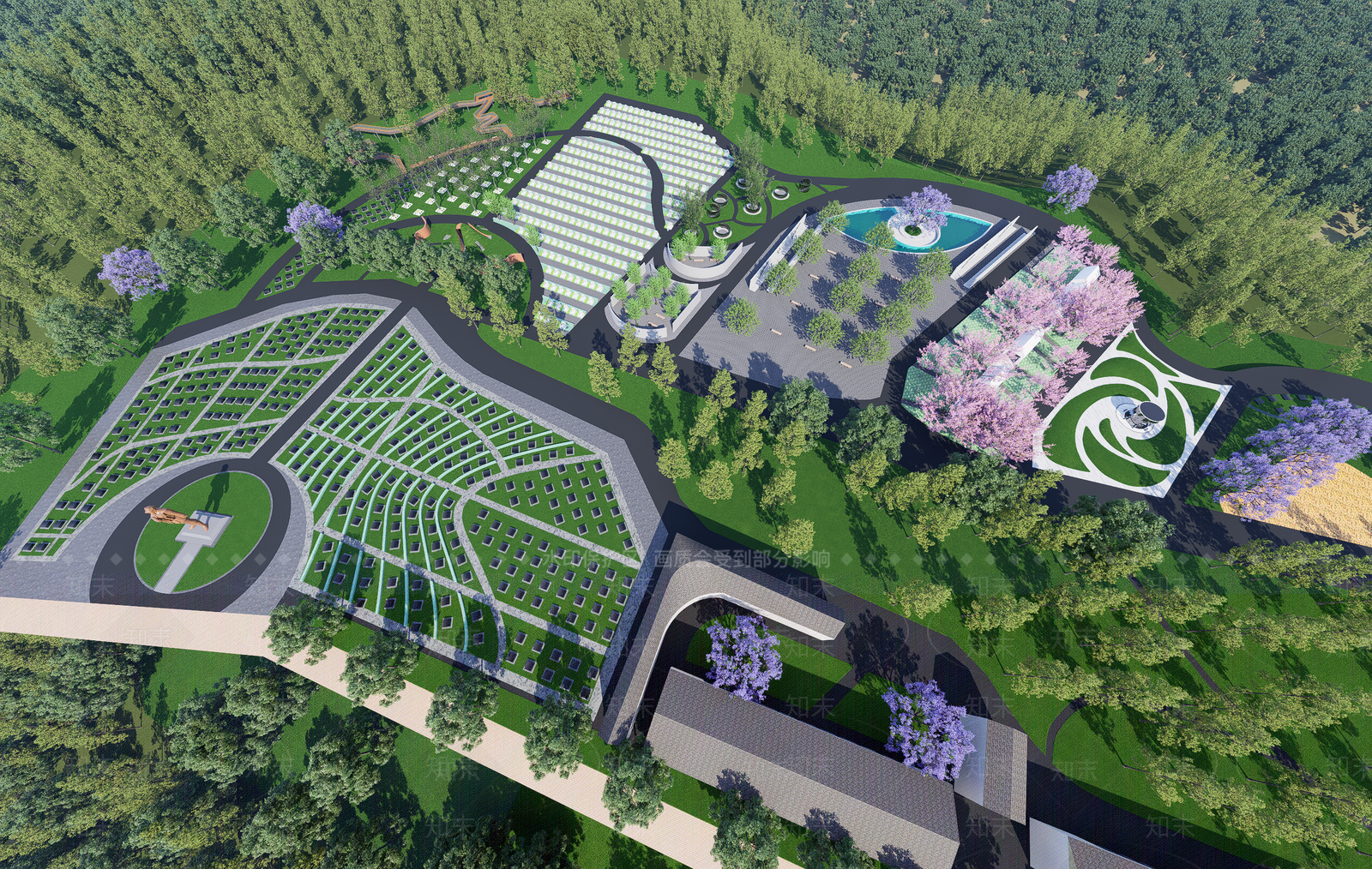 现代景观公园SU模型下载【ID:1196438838】