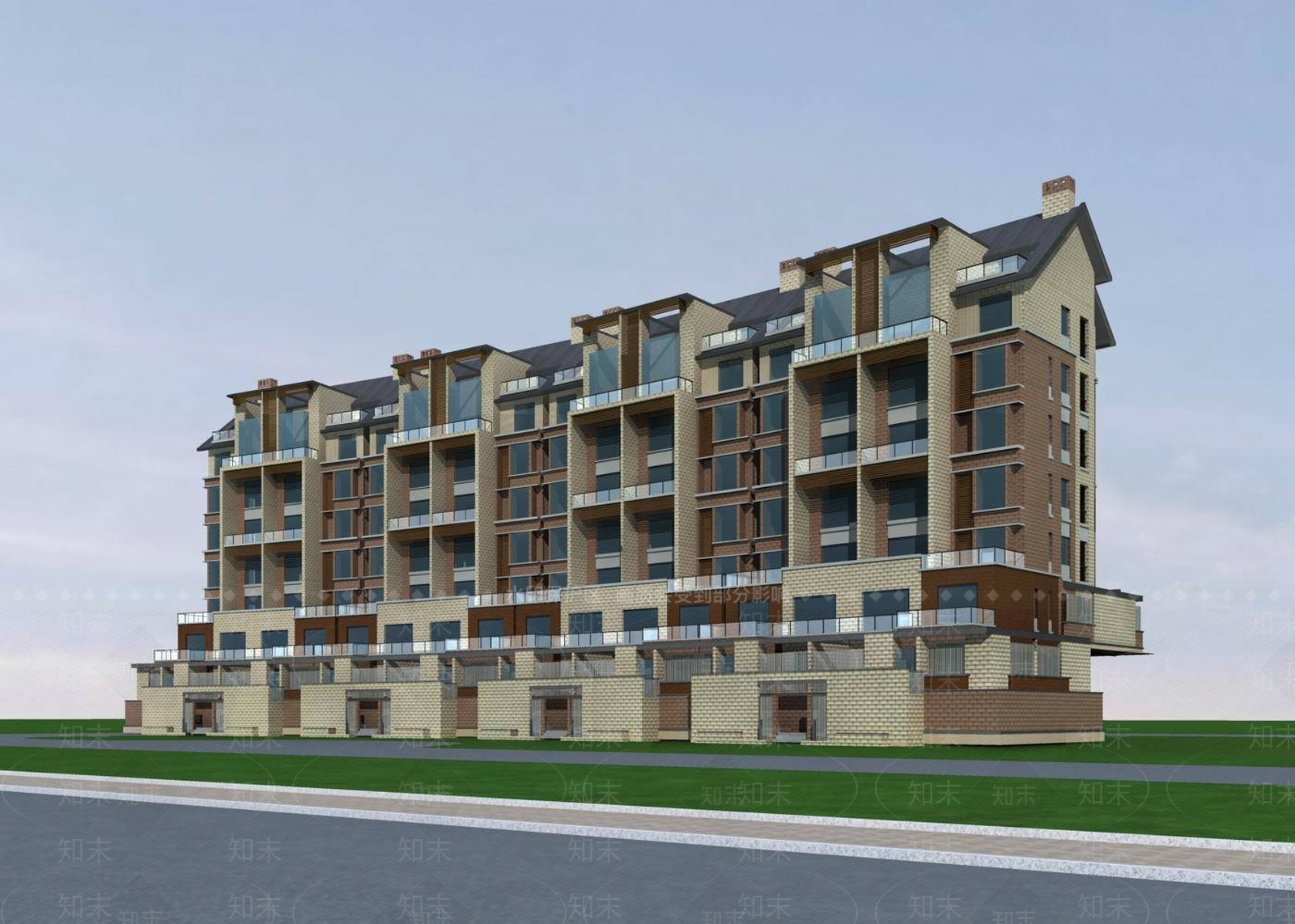 现代多层住宅楼3D模型下载【ID:1196439464】